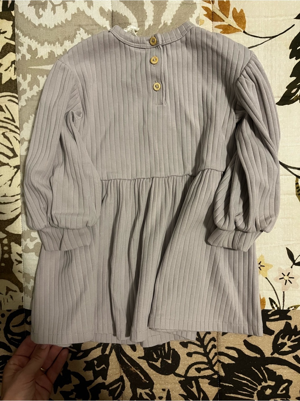 H&M Girls Ribbed Long Sleeve Dress - Light Lavender